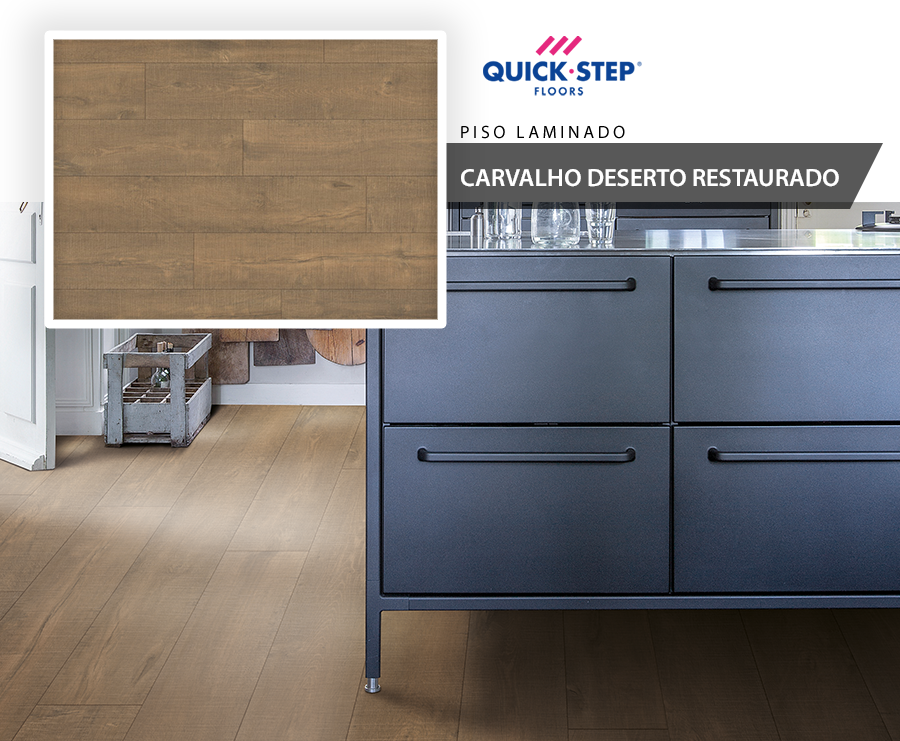 Piso Laminado - Quick Step Eligna Wide - Carvalho Deserto Restaurado