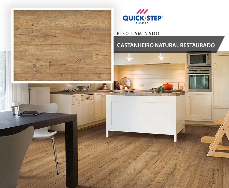 Piso Laminado - Quick Step Eligna Wide - Castanheiro Natural Restaurado