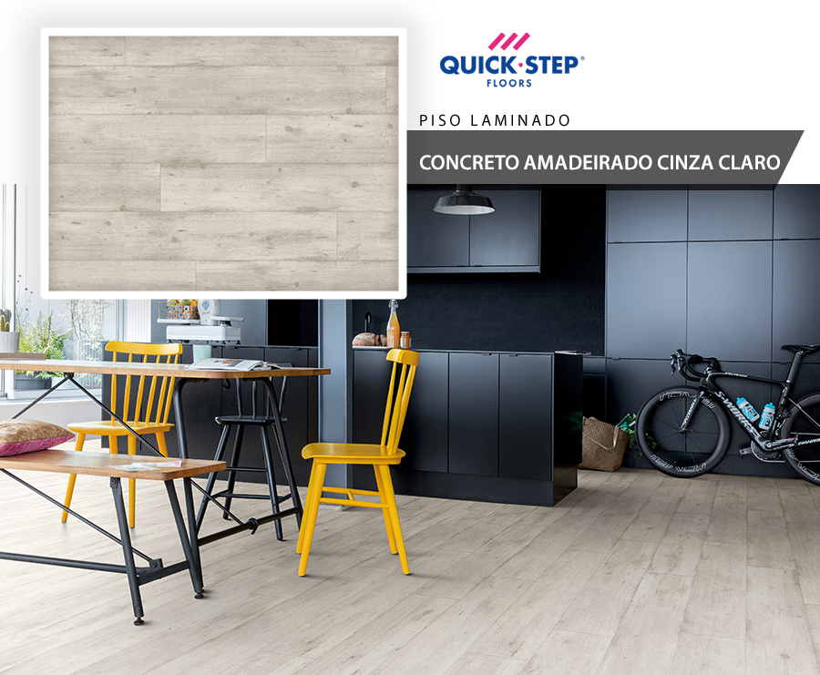 Piso Laminado - Quick Step Impressive - Concreto Amadeirado Cinza Claro