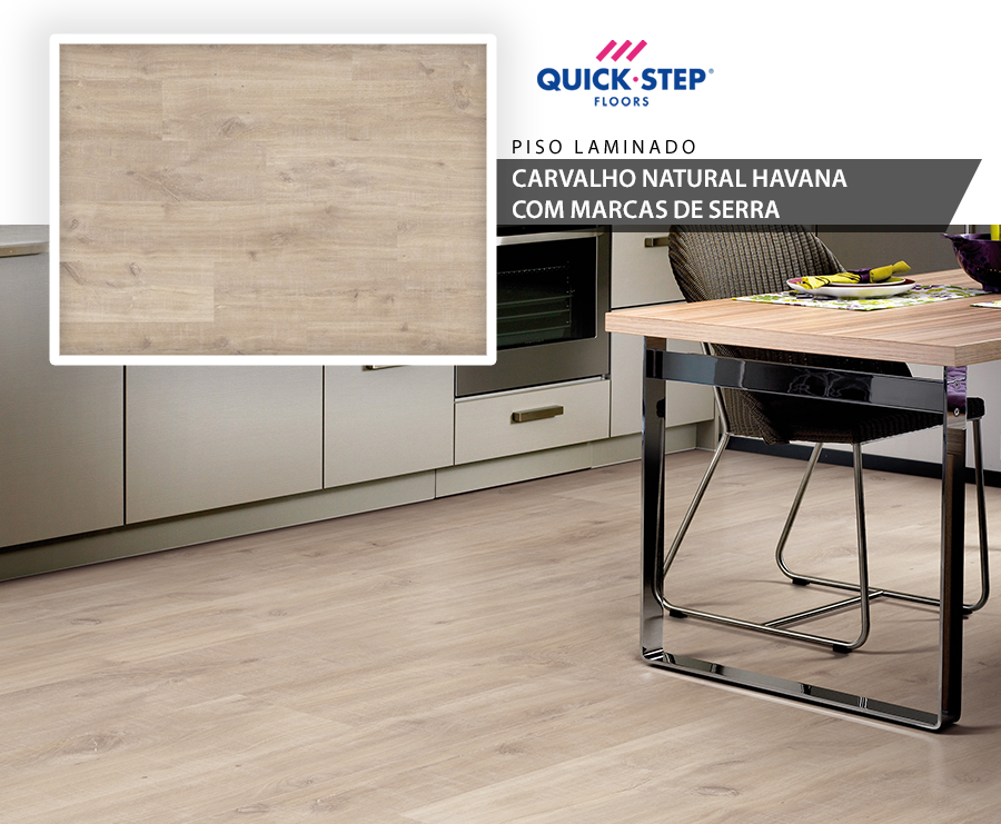 Piso Laminado - Quick Step Smart - Carvalho Natural Havana com Marcas de Serra